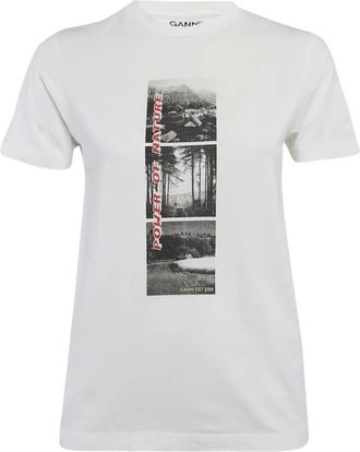 Ganni T-shirt in cotone Pre-owned - Bianco