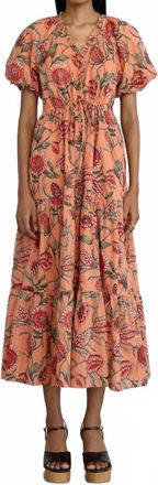 Banjanan Poppy Midi Dress In Protea Crabapple