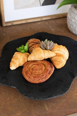 Kalalou Black Limestone With Rustic Edge Lazy Susan