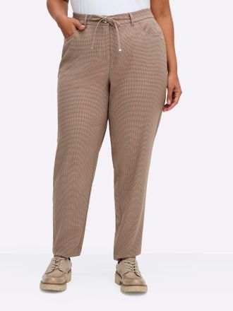 Sheego Webhose SHEEGO, Damen, Gr. 40, Normalgr&ouml;ssen, schlamm, gemustert, 64% Polyester, 34% Viskose, 2% Elasthan, gemustert, kariert, mehrfarbig, Hosen Webho