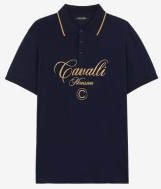 Roberto Cavalli Logo-Embroidered Cotton Polo Shirt, Size Small