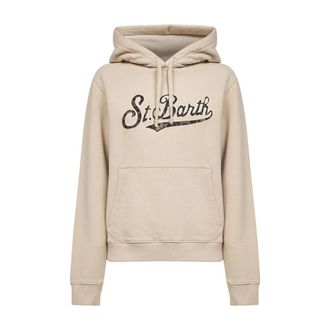 MC2 Saint Barth Hoodies, female, Beige, Size: L Classic Leo 11 Emb Hoodie