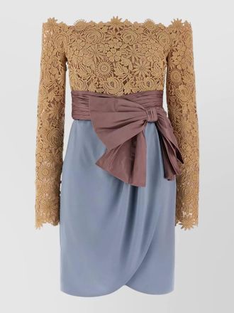 Valentino Garavani flower mix lace off shoulder dress