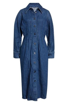 Givenchy Long Sleeve Denim Cocoon Dress in Medium Blue at Nordstrom, Size 10 Us