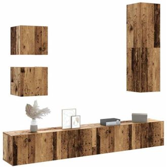 vidaXL Vidaxl - Conjunto De Mueble De Tv 5 Piezas Montado La Pared Madera Vieja
