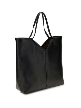 Saint Laurent Mens Large Y Leather Tote Bag Nero-Rustic Camel Calf Bos Taurus Shoulder Nero/rustic