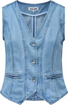 Salsa Jeansbluse SALSA Salsa Jeans Jeanshemd Denim Vest, Damen, Gr. XL, hellblau, Obermaterial: 100% Lyocell CLY., Blusen Jeansbluse
