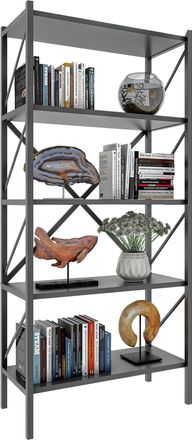 ebuy24 Ebuy24 - Vcm Madera Metal Almacenamiento Estante Estante Decoraci&oacute;n Libros Estante Estante Insasi 5 (antracita)
