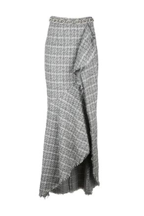 Elisabetta Franchi Long Mermaid Boucl&eacute; Skirt - Pearl Grey
