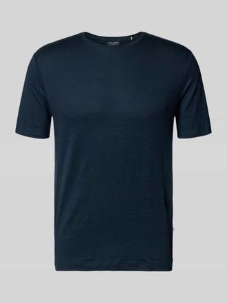 Olymp Level 5 T-Shirt aus Leinen-Elasthan-Mix mit Rundhalsausschnitt in Marine, Gr&ouml;&szlig;e XXL