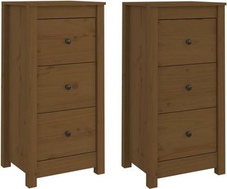 vidaXL Sideboards 2 pcs Honey Brown 40x35x80 cm Solid Wood Pine vidaXL