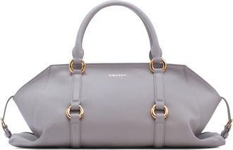 Alexander McQueen Medium Farringdon Leather Satchel in Grey/Gold at Nordstrom