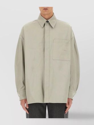 Bottega Veneta oversized longline cotton twill shirt