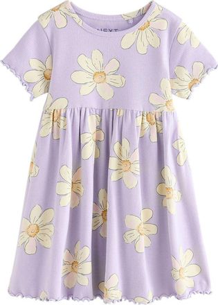 Next Kids Daisy Print Rib Dress in Purple at Nordstrom, Size 12-18M