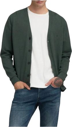 Replay Cotton and Cashmere Cardigan - Heren - Vesten - Groen - S - Katoen - Truien & Vesten