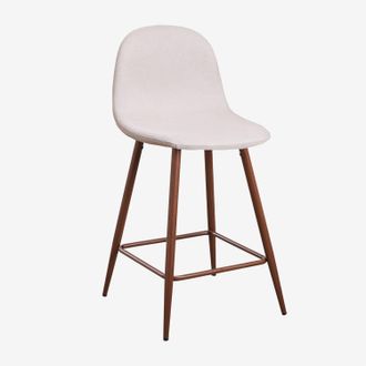 Sklum Sklum - Pack De 4 Taburetes Altos Glamm Beige Crema Madera Oscura