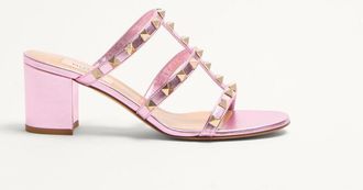 Valentino Garavani Rockstud Slide Sandal In Laminated Nappa Leather 60Mm Wo