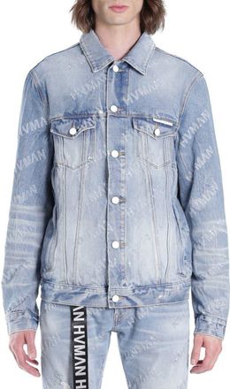 HVMAN Triangle Denim Logo Trucker Jacket in Acid Repeat at Nordstrom Rack, Size Xxx-Large