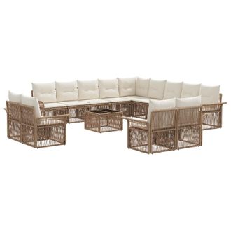vidaXL Conjunto De Sof&aacute;s De Jard&iacute;n 14 Pcs Beige Y Blanco Crema Vidaxl