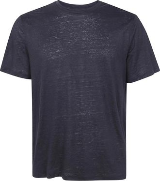 Majestic Filatures Trui met Korte Mouwen en Ronde Hals - Heren - T-shirts - Zwart - S - Linnen - Tops