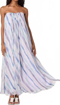 Astr Aileen Strapless Maxi Dress In Blue Lilac Stripe