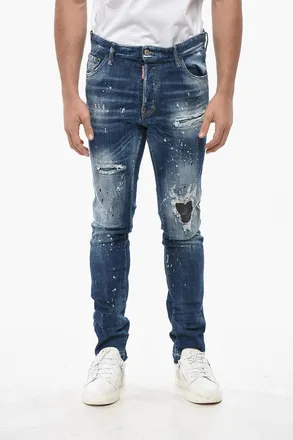 Dsquared2 Jeans Skinny Cool Guy Fit con Toppe in Pelle 15cm Dsquared2