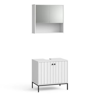 Vicco Conjunto De Muebles De Ba&ntilde;o Eliza, Ondulaci&oacute;n Blanca, 2 Partes, Vicco