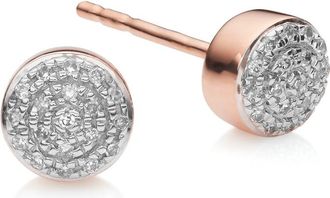 Monica Vinader Rose Gold Fiji Mini Button Stud Earrings Diamond