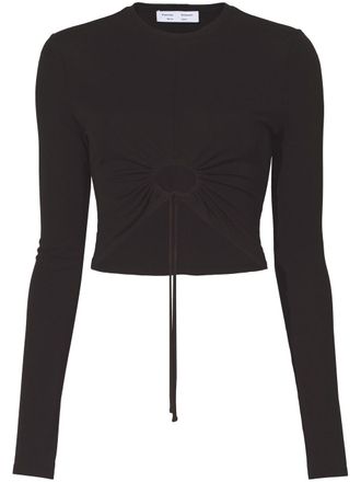 Proenza Schouler cropped cut-out drawstring top - Black