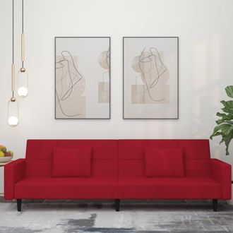 vidaXL Vidaxl - Sof&aacute; Cama De 2 Plazas Con Dos Almohadas Terciopelo Rojo Tinto