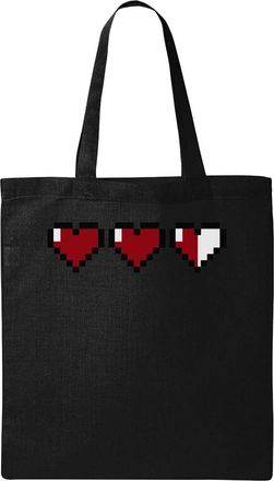 Generic 8 Bit Pixel Styled 90s Artwork Natural Ecological Cotton Tote Bag Black