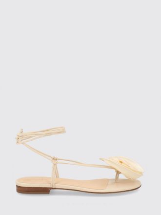 Magda Butrym Leather Thong Sandals with a Flower Appliqu&eacute; and Ankle-Tie Straps