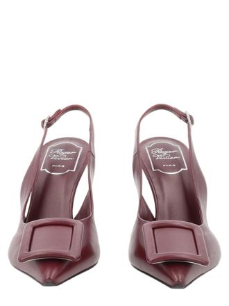 Roger Vivier Pointed-Toe Square Buckle Slingback Pumps