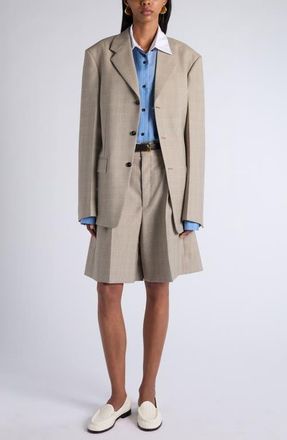 Bottega Veneta Prince of Wales Wool Blazer in 2207 Silt/stucco Melange at Nordstrom, Size 38