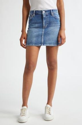 Alice & Olivia Joss Buckle Back Denim Miniskirt in Nora Ultra Light Blue at Nordstrom Rack, Size 27