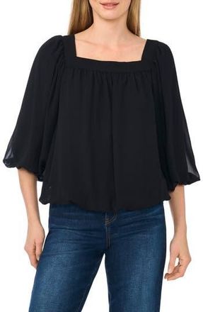 CeCe by Cynthia Steffe Square Neck Bubble Top in Rich Black at Nordstrom Rack, Size X-Large