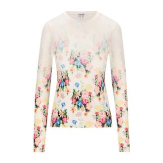 Loewe Floral-Printed Long Sleeved Top, Size Medium