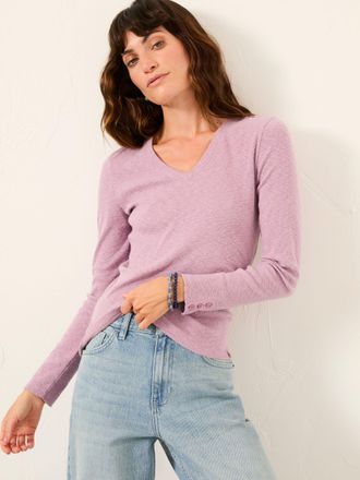 Fat Face FatFace Callie Lilac Purple V Neck Top