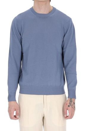 Drumohr Denim Gauge 8 Cotton Crewneck Sweater