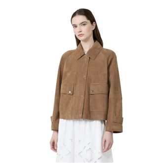 Max Mara Jassen, Dames, Beige, XS, Leather Jassen