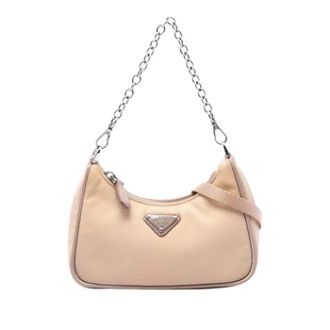 Prada Pre-owned Nylon Satchel - Dames - Vintage Schoudertas - Beige - ONE Size - Nylon - Vintage
