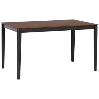 Beliani Beliani - Mesa De Comedor Nogal Oscuro Y Negro Tablero Chapado Mdf Patas De Madera 135 X 80 Cm Cedar