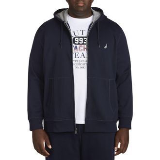 Nautica Big & Tall Full-Zip Fleece Hoodie in True Navy at Nordstrom, Size 3X Big