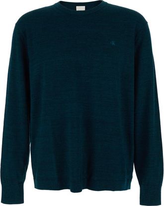 Calvin Klein Trui met ronde hals - Heren - Ronde hals truien - Blauw - XS - Wol - Truien & Vesten