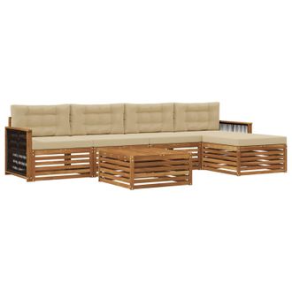 vidaXL Conjunto De Sof&aacute;s De Exterior Con Coj&iacute;n 6 Pcs Natural Y Beige Vidaxl
