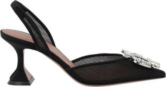 Amina Muaddi Rhinestone Jewel Slingback Pumps - Dames - Pumps - Zwart - 36 EU - Schoenen