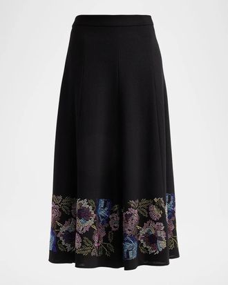 Libertine - Libertine Mosaic Floral Embellished Wool Midi Tulip Skirt