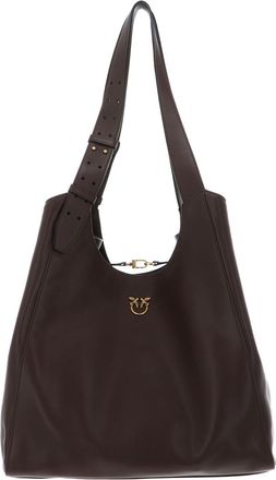 Pinko Shoulder Bag Tote Classic Belt Marrone Castano - Antique Gold Dark Brown