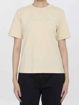 Burberry Womens Cream Cotton T-shirt - Orange - Size X-Small