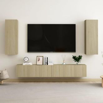 Berkfield Home 5 Piece TV Cabinet Set Sonoma Oak Engineered Wood in Brown